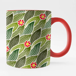 Blommönstret Cute Groovy Hippie Red Grönt Daisy Mugg