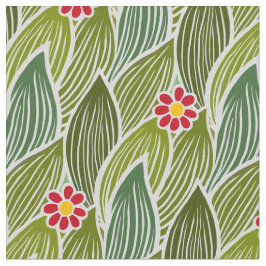 Blommönstret Cute Groovy Hippie Red Grönt Daisy Tyg