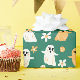 Blommönstret Cute Halloween Ghost Presentpapper