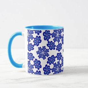 Blommönstret Cute Modern och Roligt Blue Evil Öga Mugg