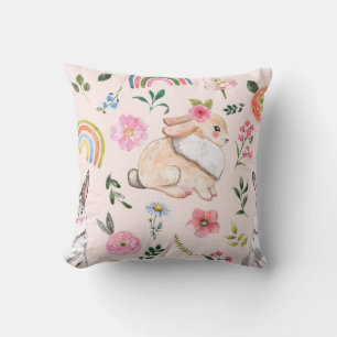 Blommönstret Cute Påsk-kaniner Kudde