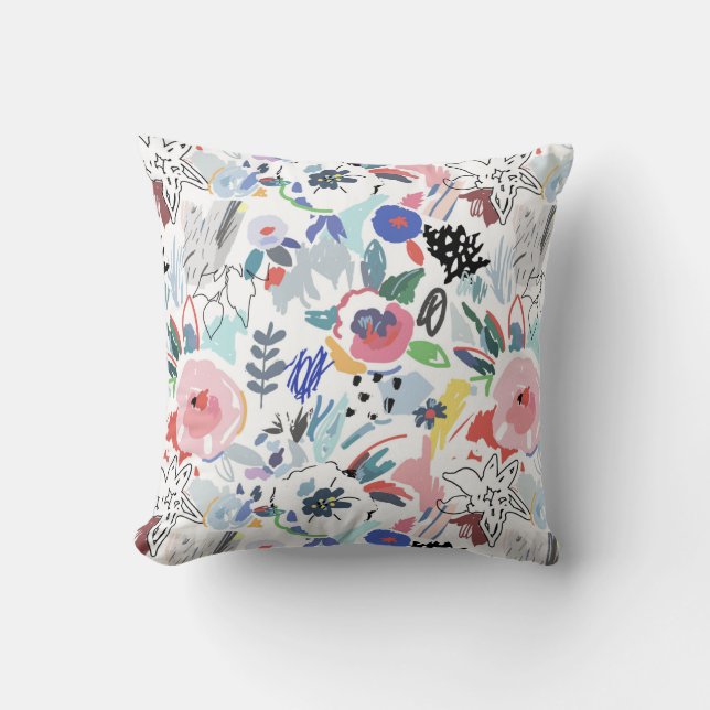 Blommönstret Cute Pastel Multi-Färg Kudde (Framsida)