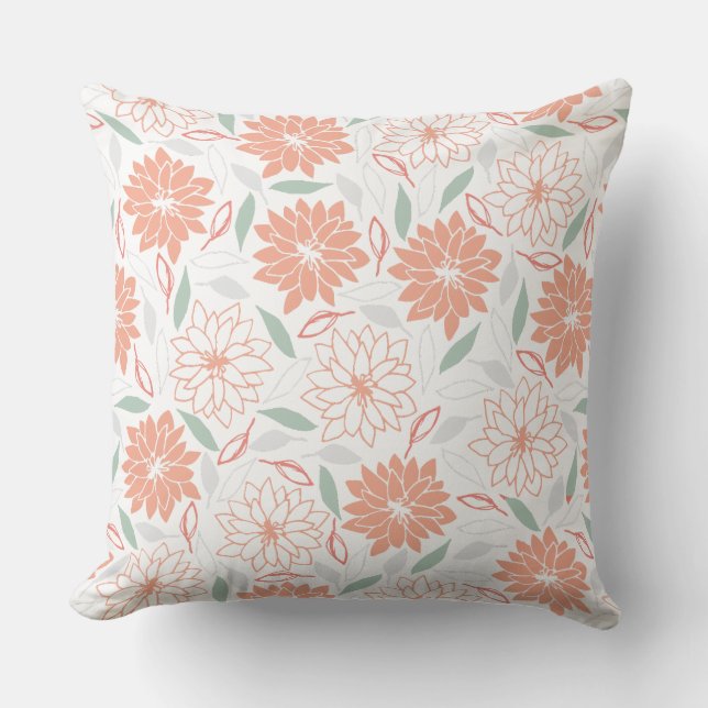 Blommönstret Cute Peachy Kudde (Framsida)