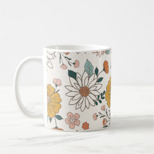 Blommönstret Cute Retro Colorful Kaffemugg