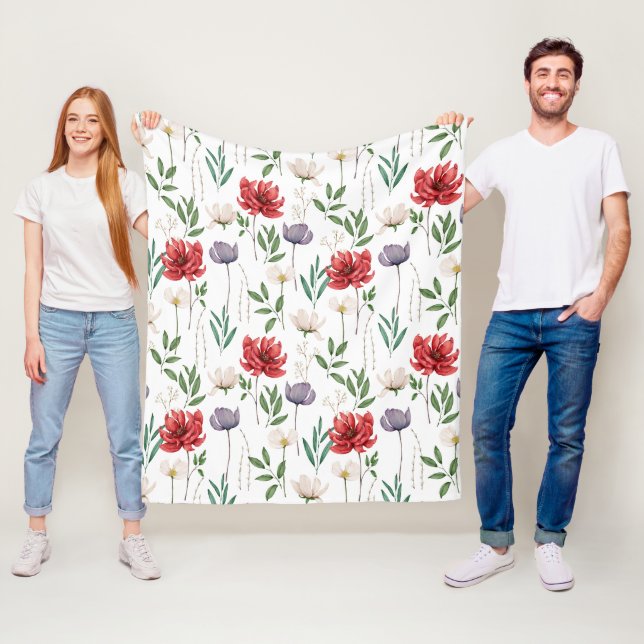 Blommönstret Cute Vintage Inspired Fleecefilt (På plats)