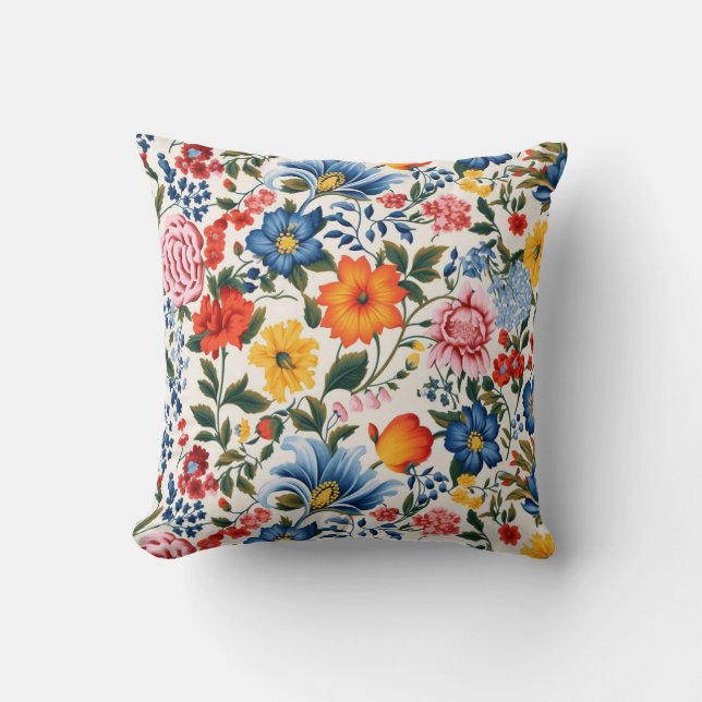 Blommönstret Cute Vintage Inspired Kudde (Framsida)