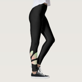 Blommönstret Cute Watercolor på svart Leggings