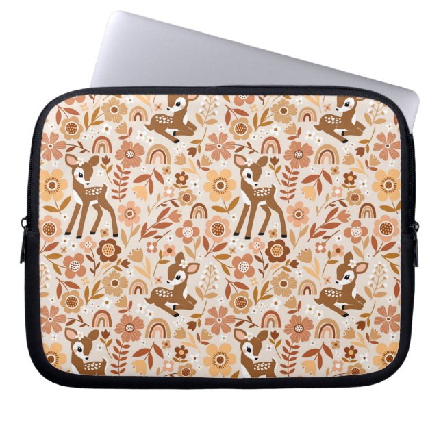 Blommönstret Cute Woodland Baby Hjort Laptop Fodral (Framsidan)