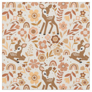 Blommönstret Cute Woodland Baby Hjort Tyg