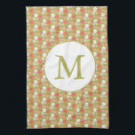 Blommönstret Daety Boho Woodland Grönt Monogram Kökshandduk<br><div class="desc">Daety Boho Woodland Blommönster Personlig Kitchen Towel med Monogram</div>