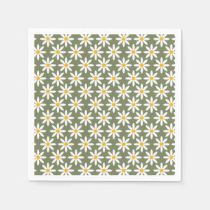 Blommönstret Daisy för Grönten Retro Sage Pappersservett
