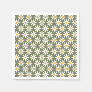 Blommönstret Daisy för Grönten Retro Sage Pappersservett