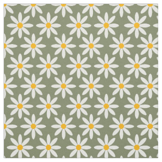 Blommönstret Daisy för Grönten Retro Sage Tyg