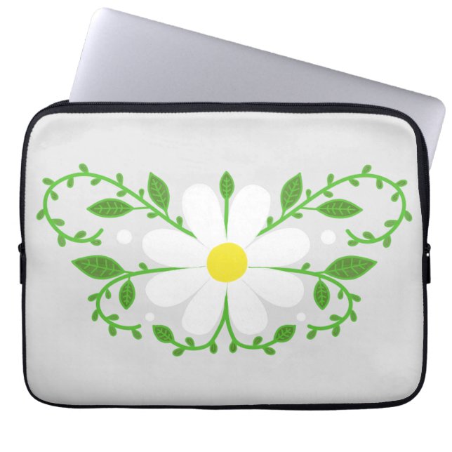 blommönstret daisy laptop fodral (Framsidan)