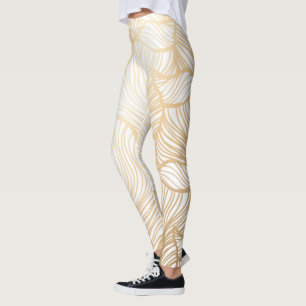 Blommönstret Damask Guld Leggings