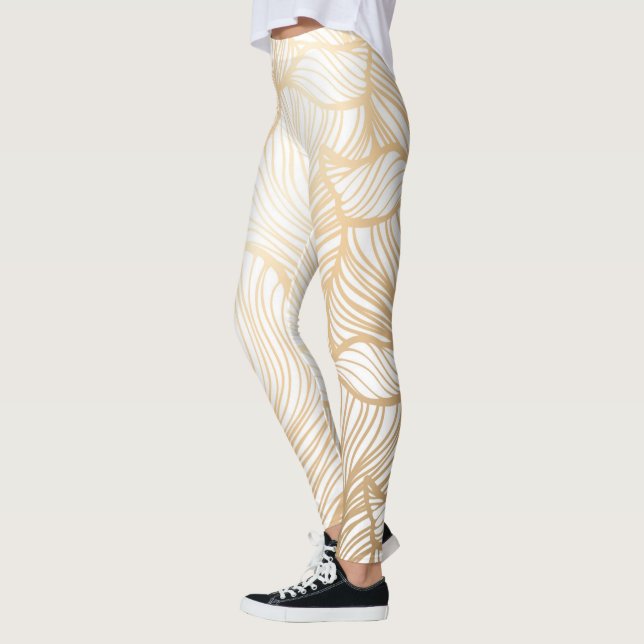 Blommönstret Damask Guld Leggings (Vänster)