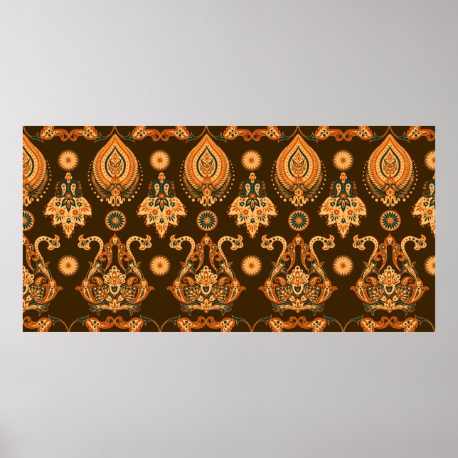 Blommönstret Damask stil sömlös Poster (Framsidan)