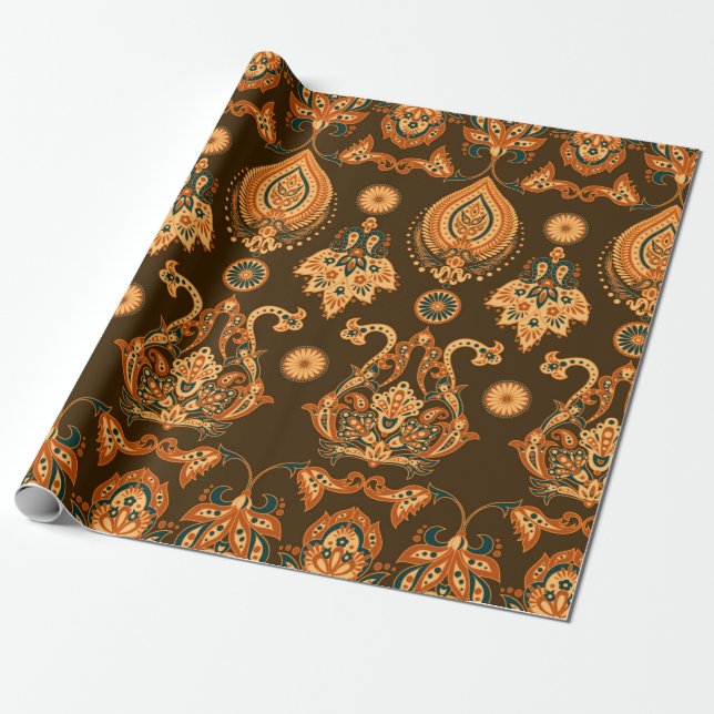 Blommönstret Damask stil sömlös Presentpapper (Utrullad)