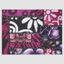 Blommönstret Decoupage för Crazy Quilt Black Cherr