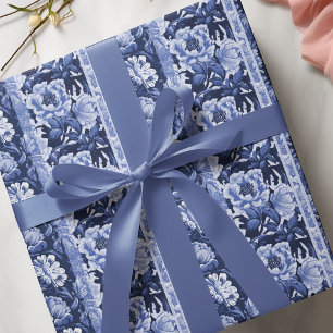 Blommönstret Delft Blue och White Antique Presentpapper