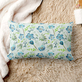 Blommönstret elegant blått Grönt vattenfärg Lumbarkudde