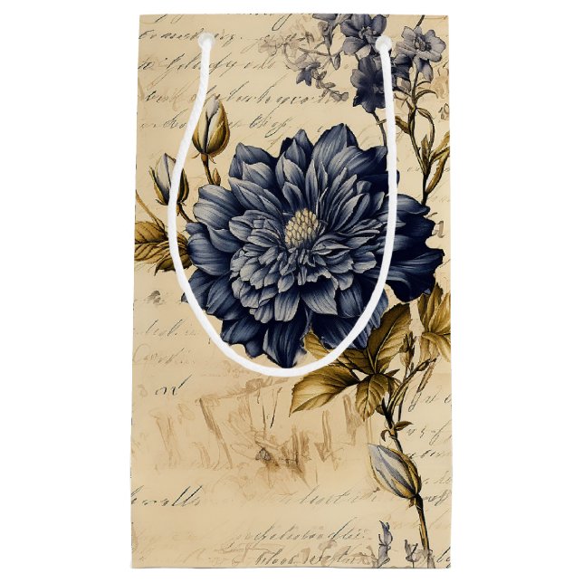 Blommönstret elegant Blue Cream (Framsidan)