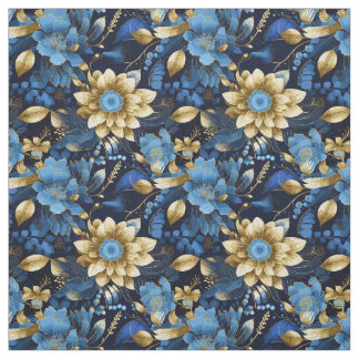 Blommönstret elegant Blue & Guld Boho Chic Tyg