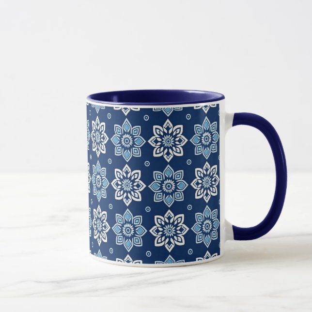 Blommönstret elegant Blue Mandala Mugg (Höger)