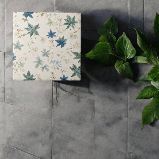 Blommönstret elegant Boho Vintage Maple Löv Kakelplatta (Skapare uppladdad)