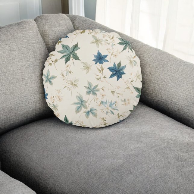 Blommönstret elegant Boho Vintage Maple Löv Rund Kudde (Skapare uppladdad)