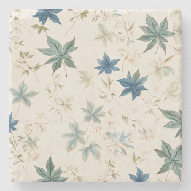 Blommönstret elegant Boho Vintage Maple Löv Stenunderlägg (Framsidan)