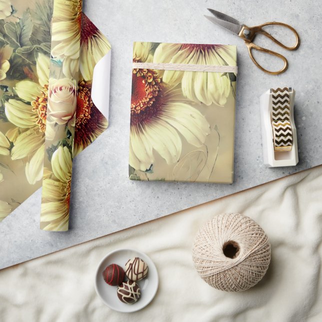 BLOMMÖNSTRET ELEGANT DAISY & RO PRESENTPAPPER (Hantverk)