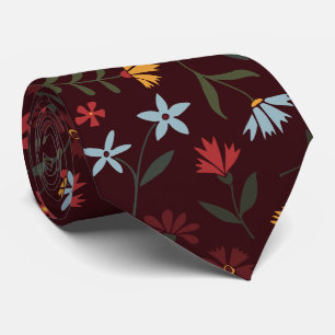 Blommönstret elegant färglöst marinblått slips