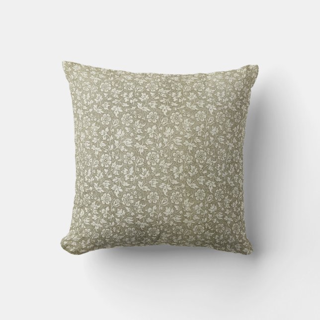 Blommönstret elegant Fransk Vintage Beige  Kudde (Framsida)