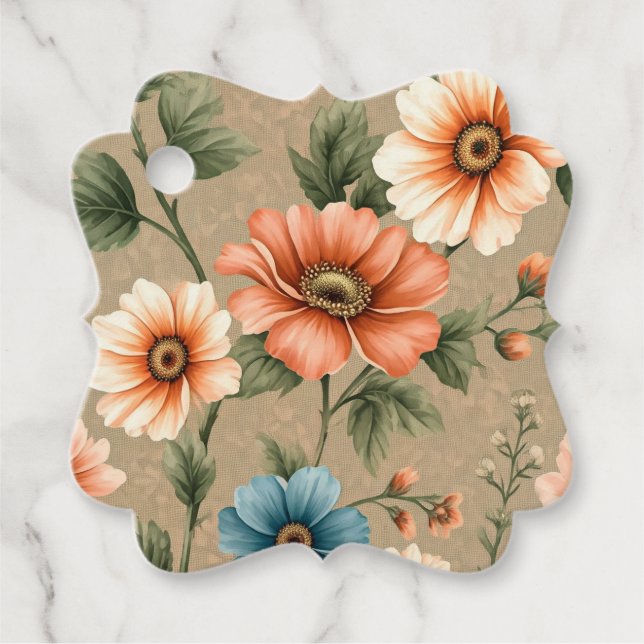 Blommönstret elegant gåvor etiketter (Framsida)