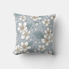 Blommönstret elegant på mjuk blå bakgrund kudde