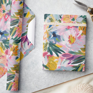 Blommönstret elegant Pastel Rosa Abstrakt Presentpapper