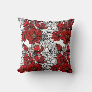 Blommönstret elegant Red Kudde