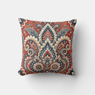 Blommönstret elegant Red, White & Blue Paisley Kudde