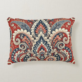 Blommönstret elegant Red, White & Blue Paisley Prydnadskudde