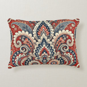 Blommönstret elegant Red, White & Blue Paisley Prydnadskudde