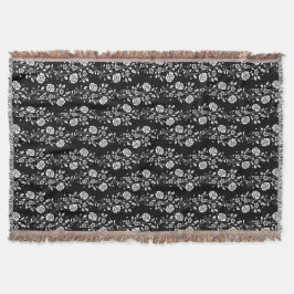 Blommönstret elegant svart filt