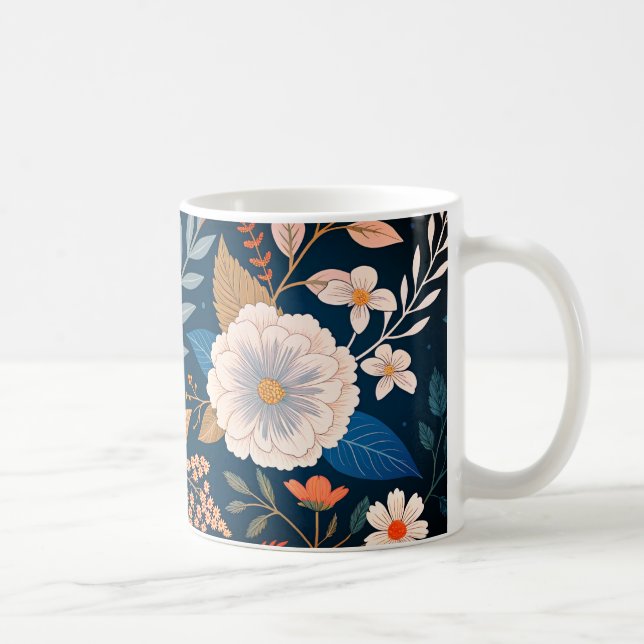 Blommönstret elegant | Vibrant botaniska Art Des Kaffemugg (Höger)