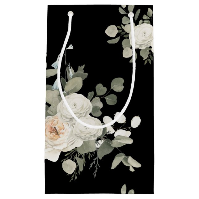 Blommönstret elegant Vit på svart (Framsidan)