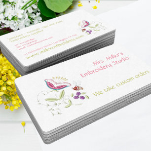 Blommönstret Embroied Flowers Bee Embroidery Visitkort