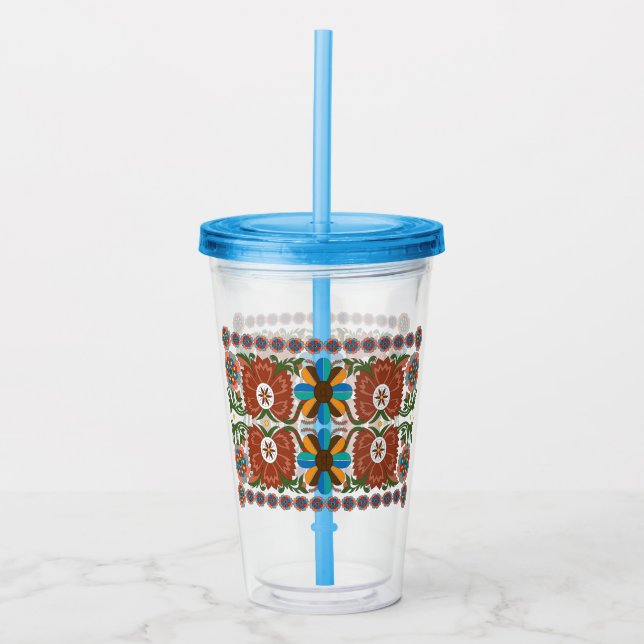 Blommönstret Estniska vintagen folkkonst Take Away Mugg (Framsida)
