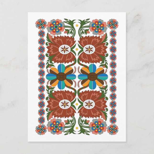 Blommönstret Estniska vintagen folkkonst Vykort (Framsida)