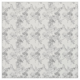 Blommönstret Fabric - Black and White Tyg