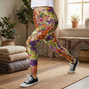 Blommönstret Färg höstfällning Leggings