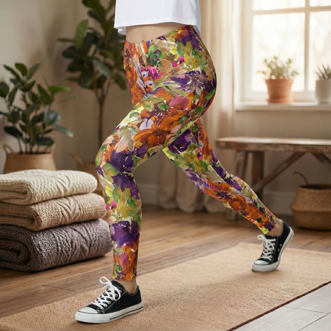 Blommönstret Färg höstfällning Leggings (Skapare uppladdad)
